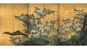 海北友松《花卉図屏風》右隻