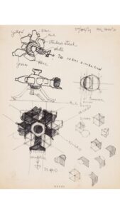 黒川紀章《EXPO ’70 空中テーマ館住宅カプセル［スケッチ］》